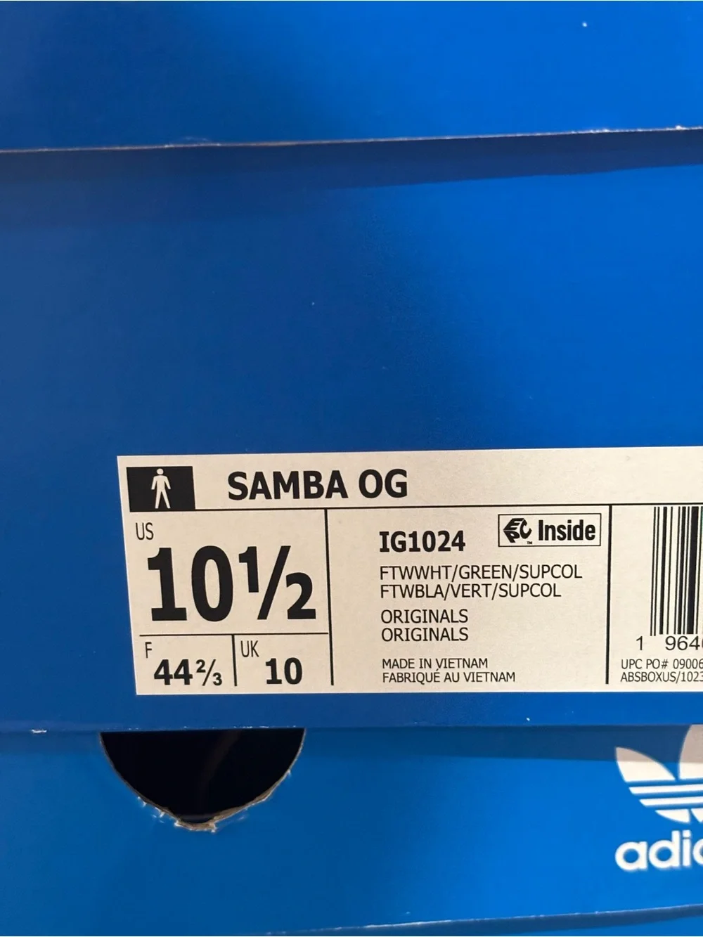 Adidas Samba OG ‘Cloud White / Green Gum’ Men’s Size 10-11 Sneakers NEW! IG1024